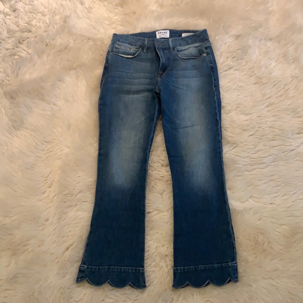 Frame scalloped cropped jeans